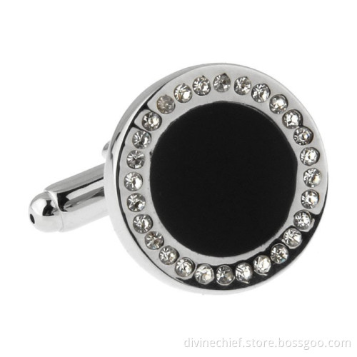 Round Shape Nice White Crystal Jewelry Cufflinks For Gift